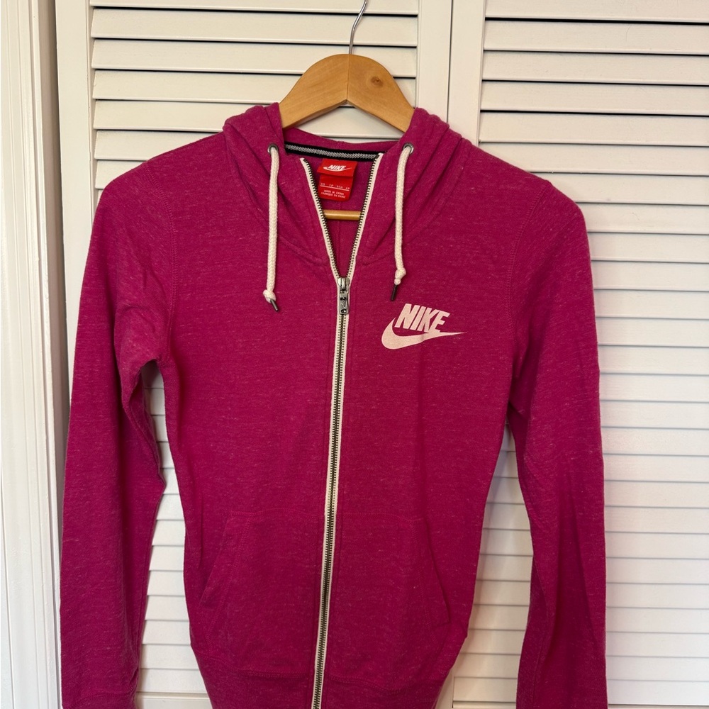 Nike Women's Pink Zip Up Jacket with Hoodie